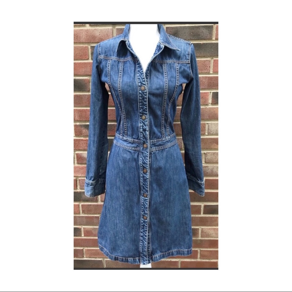 EARL JEAN Vintage Denim Shirt Dress Duster Jacket